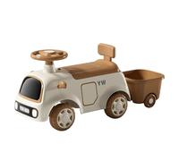 Ptasccne Macchina a spinta con rimorchio, giocattolo da interno ed esterno for bambini, con vano portaoggetti sotto il sedile, musica leggera triciclo