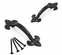 Ptasccne maniglie porte Antique Door Pull Handle Black Fleur De LYS Handle Country Style Cabinet Pulls Small Cupboard Bedroom Wardrobe