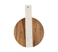 PTATT Tagliere rotondo in legno di marmo e acacia da 21,8 cm, con foro per appenderlo, tagliere e salumi per formaggio, pane e carne, bianco, 22 cm