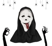 PTBWS Maschera Ghostface, Halloween Ghostface Mask, Halloween Horror Scream Maschera, Oggetti di Scena Realistici Cosplay, Adatti per Halloween, Case Stregate e Feste a Tema