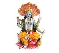 PTC 8 Inch Vishnu with Lotus Mythological Indian Hindu God Statue Figurine