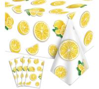 PTECDROTS 4 tovaglie per feste di limone, in plastica, rettangolare, per bambini, compleanno, baby shower, estate, frutta, feste, 130 x 220 cm