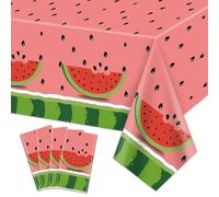 PTECDROTS 4 tovaglie rettangolari in plastica anguria, per feste di compleanno, per bambini, baby shower, estate, frutta, feste, 130 x 220 cm