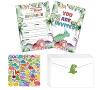 PTECDROTS Set di 20 inviti a forma di dinosauro, con buste, per feste di compleanno, compleanno, baby shower, forniture per feste, 17 x 11,9 cm