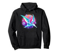 Pterodattilo Dinosauro Volante Cielo Sci-Fi Dinosaur Retrowave Felpa con Cappuccio