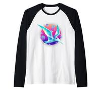Pterodattilo Dinosauro Volante Cielo Sci-Fi Dinosaur Retrowave Maglia con Maniche Raglan