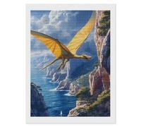 Pterodattyl Dinosaur Diamond Painting Kit rotondo Full Drill Cross Stitch Art Pictures per Home Wall Decor 30,5 x 40,6 cm