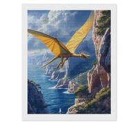 Pterodattyl Dinosaur Diamond Painting Kit rotondo Full Drill Cross Stitch Art Pictures per Home Wall Decor 40,6 x 50,8 cm
