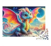 Pterosauroo 1000 Pezzi Puzzle Per Adolescenti in Cartoncino Premium Relax Mentale Gioco Educativo Arte del drago arcobaleno Regalo Di Festa Per Giovani Fan 70x50cm/1000pcs