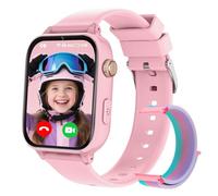 PTHTECHUS 4G Smartwatch Bambini GPS, Orologio Intelligente per Ragazza e Ragazzo 4-12 Anni con Telefono, Videochiamata, Chat, SOS, Sveglia, Contapassi, Camera, Modalità Classe, Gioco, Rosa Acceso
