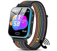 PTHTECHUS Smartwatch Fiabe Audiolibri, Smart Watch Telefono Ragazza e Ragazzi, Giochi di Puzzle Lettore Musicale Torcia SOS Contapassi Sveglia, Regalo di Compleanno per Bambini, Nero