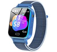 PTHTECHUS Smartwatch Fiabe Audiolibri, Smart Watch Telefono Ragazza e Ragazzi, Giochi di Puzzle Lettore Musicale Torcia SOS Contapassi Sveglia, Regalo di Compleanno per Bambini (Blu)