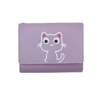 PTILSERY Carino Carino Piccolo Gatto Modello Portafoglio Corto per Le Donne Portatile e Comodo Porta Carte Tasche Contanti Portamonete