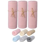 P'tit Basile - set di 3 lenzuola con angoli elasticizzati in cotone Biologico e Oeko-tex - 60 x 120 cm - rosa - cotone oeko-tex pettinato - Elastico tutto intorno e coppe