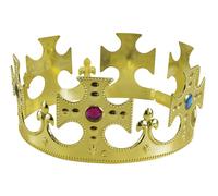 P'tit Clown - 17160 - Corona di Re Dorato - King's Crown - Oro e Pietre in Colori - Accessorio per Travestimento regalato - Perfetto per Carnevale, Feste a Tema, Serate in Costume - Taglia Unica
