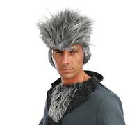 P'TIT CLOWN - 23578 - Parrucca con lupo mannaro - Capelli sintetici - Perfetta per Halloween, carnevale, feste in costume ed eventi a tema - Senza colla - Grigio