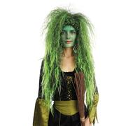 P'TIT CLOWN - 23588 - Parrucca da strega da donna, capelli lunghi sintetici, perfetta per Halloween, carnevale, feste in costume ed eventi a tema, senza colla, colore: verde