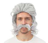 P'TIT CLOWN - 23997 - Parrucca medio-lunga con baffi - grigio