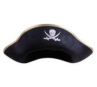 P'tit Clown 24600 Cappello in Feltro per Maschera da Pirata con Bordo Adulti, Nero/Oro