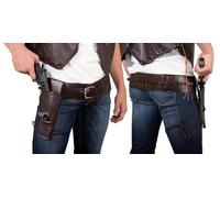 P'TIT Clown - 28270 - Cintura da Cow Boy per Revolver - Ecopelle - con custodia e cavezza - Accessorio per travestimento - per Carnevale, Halloween, Cosplay, feste a tema - Marrone - Unisex