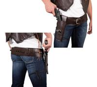 P'TIT Clown - 28270 - Cintura da Cow Boy per Revolver - Ecopelle - con custodia e cavezza - Accessorio per travestimento - per Carnevale, Halloween, Cosplay, feste a tema - Marrone - Unisex