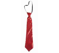 P'tit Clown - 60244 - Cravatta con Paillettes con Elastico Brillante - Glitter Tie - Accessorio per Costume - Perfetto per Carnevale, Serate in Costume, Feste a Tema, Capodanno - Adulto - Rosso