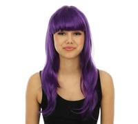 P'TIT Clown - 68069 - Parrucca Lunga con Frangia - Lunga Fringed Parrucca - per Carnevale, Feste a Tema, Serate in Costume, Cosplay, Manga, Halloween - Adulto Donna - Capelli Sintetici - Viola
