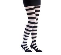 P'tit Clown - 74714 - Collant da donna, a righe, colore: bianco, nero, accessorio fantasia per carnevale, Halloween, feste in costume ed eventi a tema, taglia unica
