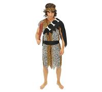 P'TIT CLOWN - 99806 - Costume da uomo delle caverne - Costume per adulti - Perfetto per Carnevale, feste in costume ed eventi a tema - Poliestere - Marrone - Taglia L/XL