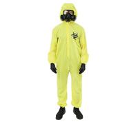 P'TIT CLOWN - Costume chimico Pericolo biologico - Adulto, Unisex - Perfetto per Carnevale, Halloween, Cosplay, feste in costume ed eventi a tema - Poliestere - Giallo