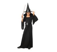 P'TIT CLOWN - Costume Halloween da ragazza strega - Costume per bambini - vestito, cappello, cintura - Cosplay, carnevale, feste in costume ed eventi a tema (nero, 5-6 anni)