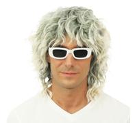 P'tit Clown - Parrucca da uomo - Look Rock'n'Roll, Star - ideale per feste in maschera, carnevali, celebrazioni - Capelli in poliestere