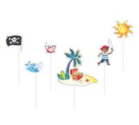 P'tit Clown Re22520 - Set di 6 picchettiere per torta di compleanno pirati