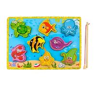 PTIT'GÉNIE - Gioco di pesca magnetico in legno - universo marino, 8 creature/animali carini - giocoso, giocattolo educativo - legno, 29,5 x 22 x 0,6 cm