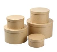 PTJJXA 5 Pezzi Scatole Rotonde con Coperchio, Piccole Scatole di Carta Kraft Rotonde per Risparmiare Accessori, Cosmetici, Gioielli, Regali