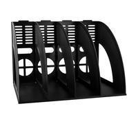 PTJJXA Portariviste con 4 Scomparti, Portariviste da Scrivania Verticale, Porta Quaderni da Scrivania, Robusto Organizer in Plastica per Documenti A4, Porta Libri per Ufficio, Scuola, Casa (Nero)