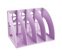 PTJJXA Portariviste con 4 Scomparti, Portariviste da Scrivania Verticale, Porta Quaderni da Scrivania, Robusto Organizer in Plastica per Documenti A4, Porta Libri per Ufficio, Scuola, Casa (Viola)
