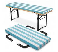 PTKG Cuscini Sedie Cucina 1/2/3 Posti Cuscini da Esterno Spessore 3cm Cuscini Imbottiti per Panche da Birreria Com Fodera Rimovibile per Set da Birreria e Panche da Giardino,Blu,200x23x3cm