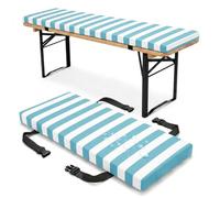PTKG Cuscini Sedie Cucina 2/3/4 Posti Cuscini da Giardino Impermeabili Tessuto Impermeabile Cuscino Imbottito per Panca da Birra per Set da Birreria e Panche da Giardino,Blu,200x25x3cm