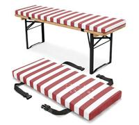 PTKG Cuscini Sedie Cucina 2/3/4 Posti Cuscini da Giardino Impermeabili Tessuto Impermeabile Cuscino Imbottito per Panca da Birra per Set da Birreria e Panche da Giardino,Rosso,200x40x3cm