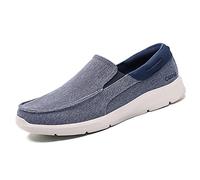 PTKG Moda Uomo Scarpe di Tela Mocassini Slip on Sandali Ortopediche Casual Piatte Scarpa Ginnastica Scarpe da Barca Basso Estive Larghe Diabetici Ciabatta per Swolen Piede,Blu,42EU