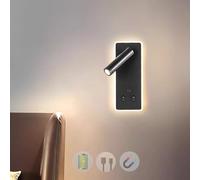 PTLYE Applique a LED con Interruttore Lampada da Parete Braccio Girevole Regolabile Illuminazione da Parete con USB Ricaricabile Camera da Letto Hotel Lampada da Comodino Lettura Alluminio Acrilic