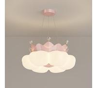 PTLYE Lampada a Sospensione a Forma di Corona dei Cartoni Animati, Lampada a Sospensione in Metallo per Camera da Letto con Paralume in Acrilico, lampadario Moderno a LED - 3 modalità Colore, Lamp