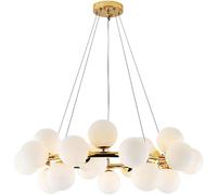 PTLYE Lampadario a Forma di Globo in Vetro a Forma di Bolla, Creativo, da 25 luci, in Vetro di Latte, Rotondo, per Sala da Pranzo, in Oro, di metà secolo, Grande lampadario per Soggiorno, Camera d