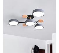 PTLYE Lampadario da soffitto Nordic Molecule Cerchio con Paralume in Metallo LED a Semi-Incasso Lampadario Moderno in Acrilico per Camera da Letto - Macaron Grigio 4 luci