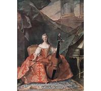 PTLYE Pittura Classica Stampe su Tela Arte Tela Wall Art Madame Henriette De France in costume da corte che suona un violino basso di Jean Marc Nattier per L'arredamento Dell'ufficio 60x90cm