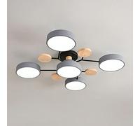 PTLYE Plafoniera a LED nordica Macaron Grigio 5 luci con Paralume Rotondo in Metallo a Semi-Incasso Lampadario Moderno in Acrilico per Camera da Letto