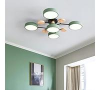 PTLYE Plafoniera a LED nordica Macaron Verde 5 luci con Paralume Rotondo in Metallo a Semi-Incasso Lampadario Moderno in Acrilico per Camera da Letto