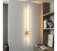 PTLYE Striscia LED Lunga lineare Girevole per Interni in Stile Nordico Moderno in Metallo per Camera da Letto Soggiorno (Oro-Luce Naturale 100 cm)