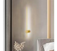 PTLYE Striscia LED Lunga lineare Girevole per Interni in Stile Nordico Moderno in Metallo per Camera da Letto Soggiorno (Luce Oro-Bianco 60 cm)